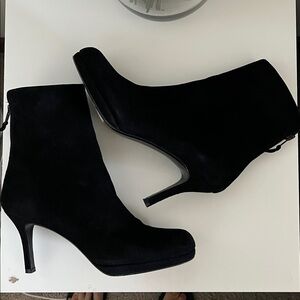 Stuart Weitzman Black Suede Platform Ankle Booties size 7.5